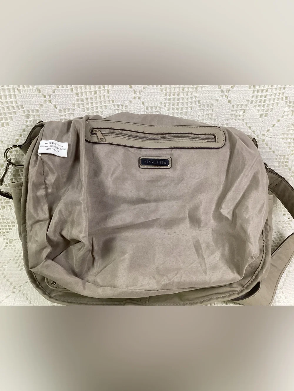 Rosetti Neutral Gray Crossbody Shoulder Bag with Front Pockets